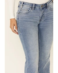 Rock & Roll Denim Women's Medium Wash Embroidered Mid Rise Bootcut Jean