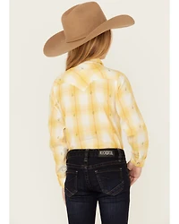 Ariat Girls' Glenrock Cactus Plaid Print Long Sleeve Rhinestone Snap Western Shirt