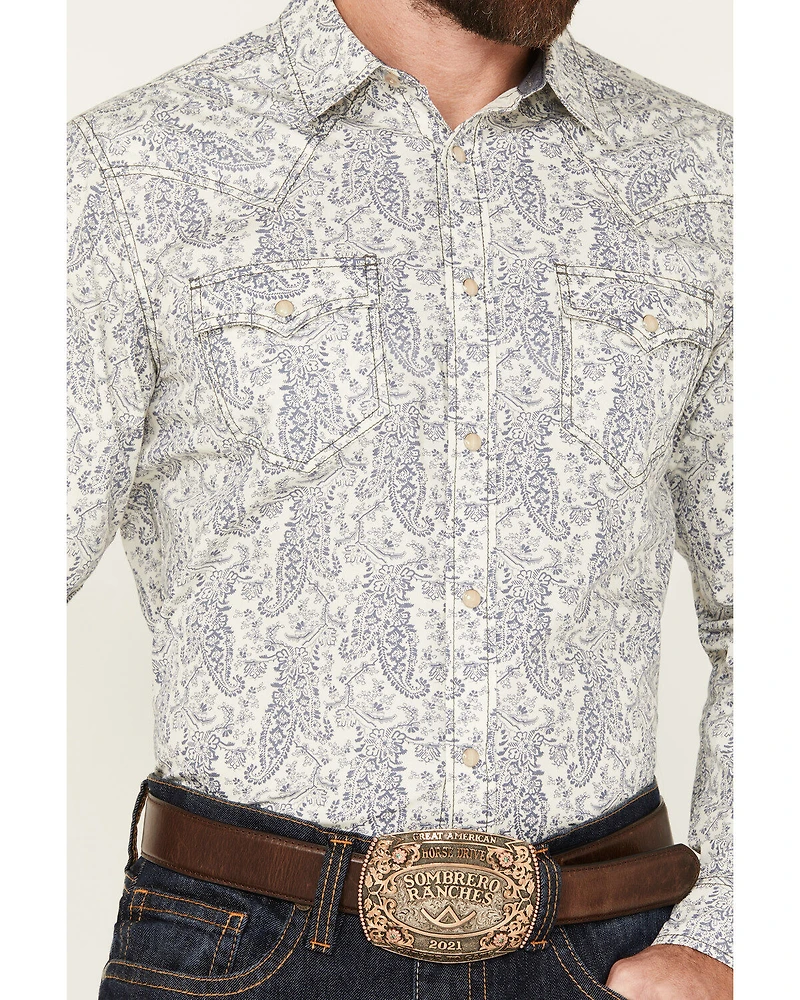Cody James Men's Dagget Paisley Print Long Sleeve Snap Western Shirt - Big