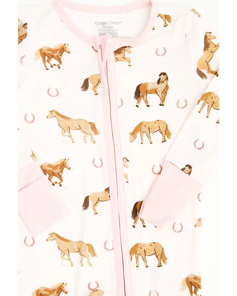 Angel Dear Infant Girls' Horse Print Footie Onesie