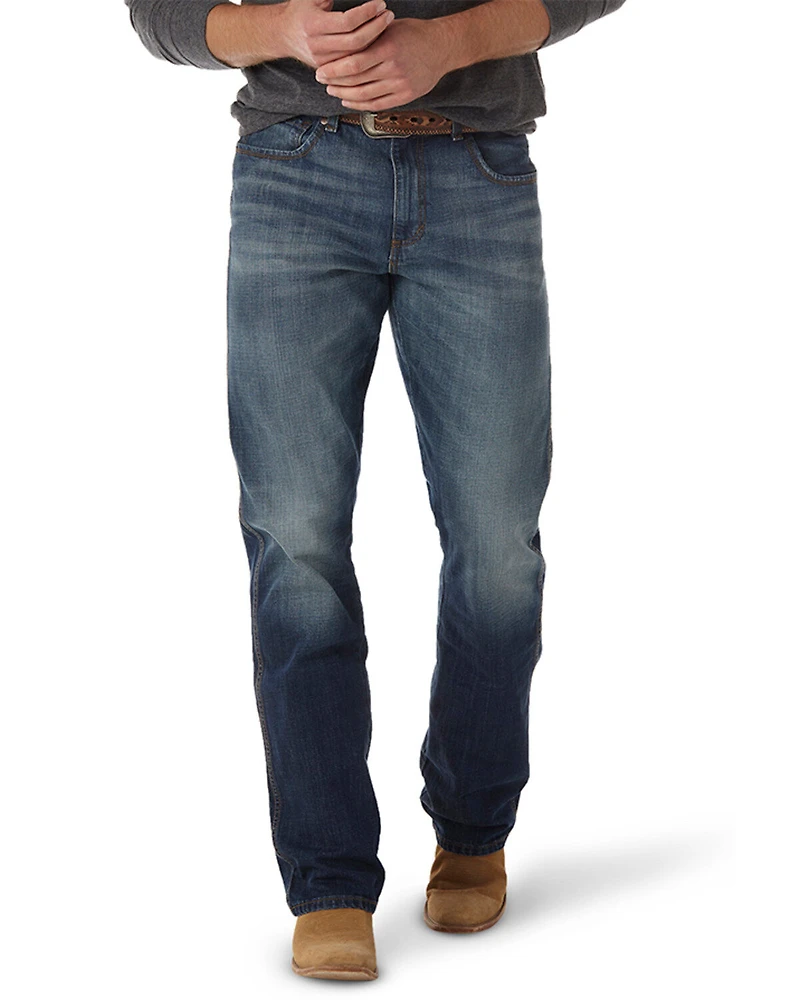 Wrangler Retro Men's Medium Wash Low Rise Relaxed Bootcut Stretch Denim Jeans - Big