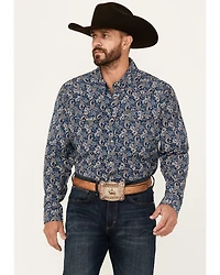 Panhandle Men's Paisley Print Long Sleeve Snap Performance Stretch Western Shirt