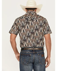 Rock & Roll Denim Men's Southwestern Print Short Sleeve Snap Stretch Western Shirt