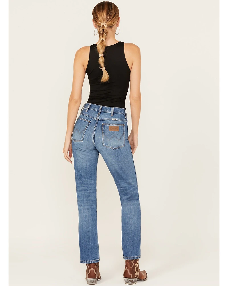 Wrangler Women's Medium Wash Bandit Wrancher Mid Rise Bootcut Denim Jeans