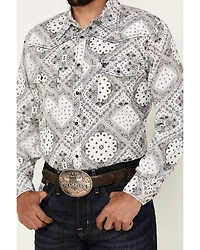 Cowboy Hardware Men's Bandana Print Long Sleeve Pearl Snap Western Shirt