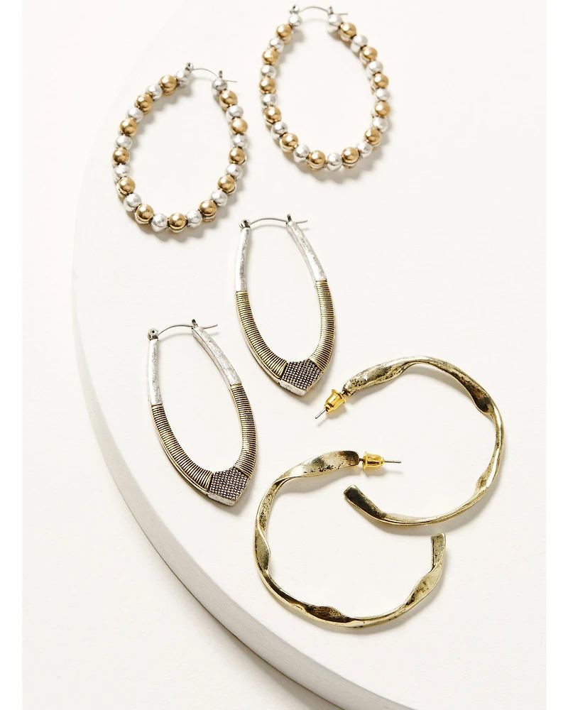 Shyanne Women's Sierra Winter Hoop Earring Set - 3 Piece