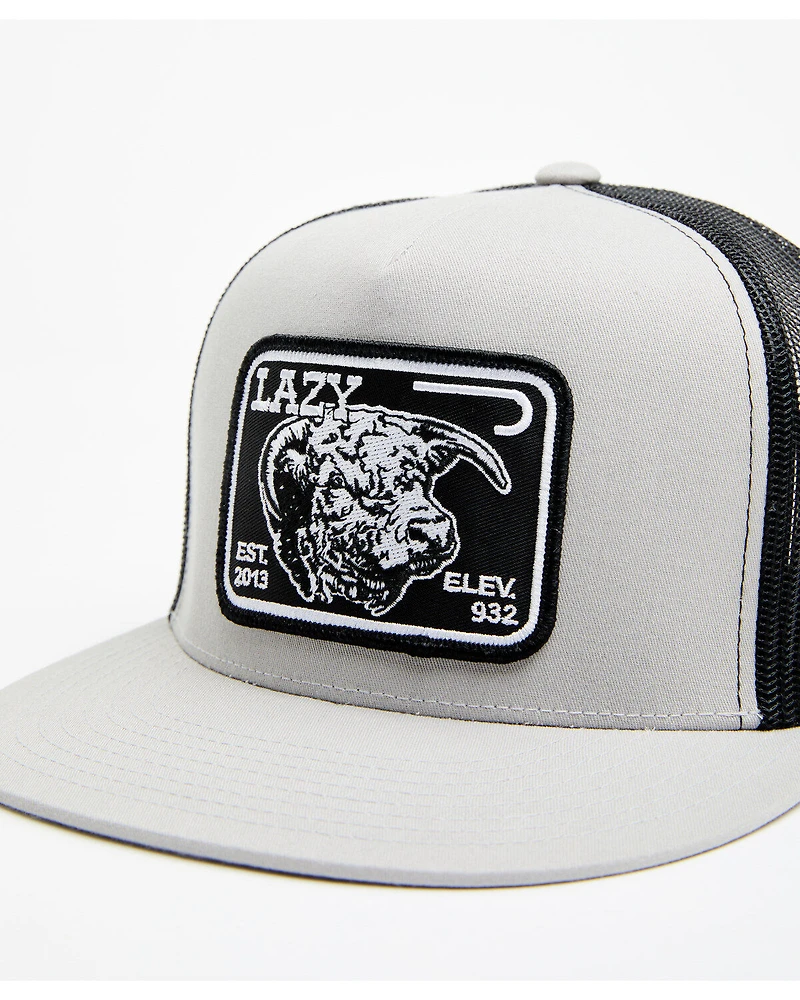 Lazy J Ranch Men's Black Elevation Cowhead Logo Patch Mesh-Back Ball Cap