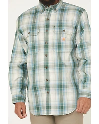 Carhart Men's FR Force Rugged Flex® Loose Fit Midweight Plaid Print Long Sleeve Button-Down Work Shirt