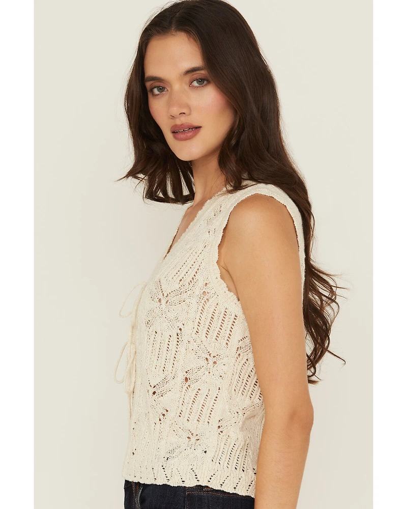 Shyanne Women's Tie-Front Crochet Sweater Vest