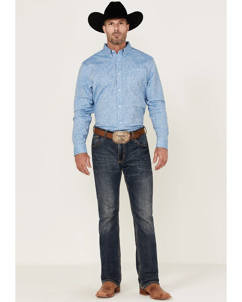 RANK 45® Men's Floater Paisley Print Long Sleeve Button-Down Western Shirt