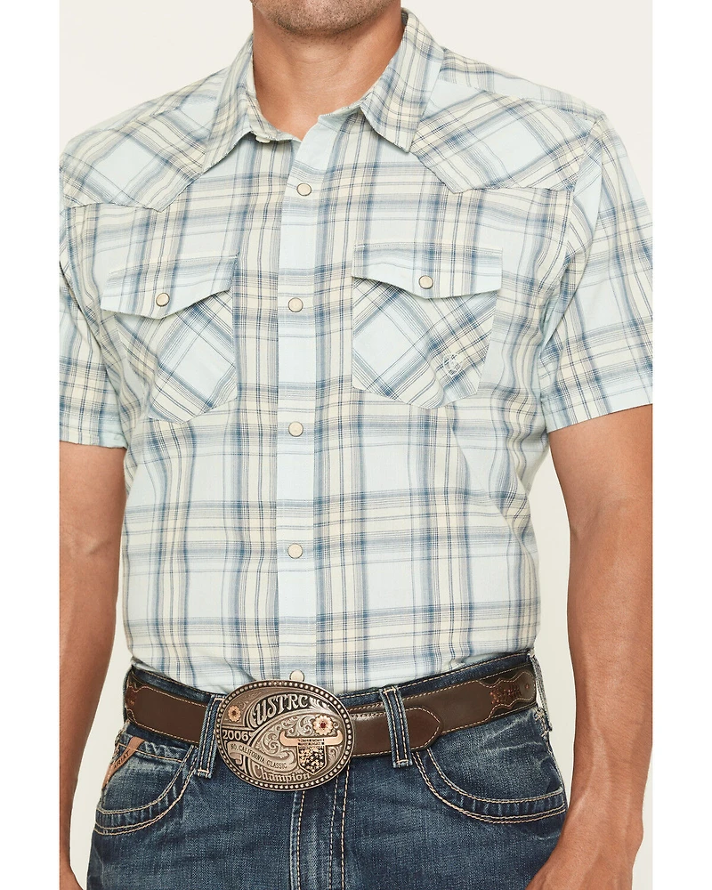 Ariat Men's Hinkle Retro Fit Plaid Print Short Sleeve Snap Western Shirt