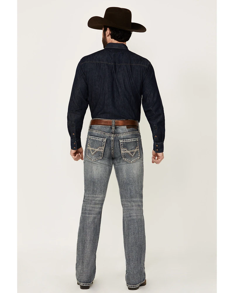 Rock & Roll Denim Men's Double Barrel Medium Wash Relaxed Bootcut Jeans