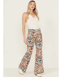 Wrangler Women's Latigo Printed High Rise Heritage Flare Stretch Denim Jeans