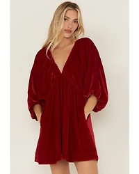 Free People Women's Portia Velvet Long Sleeve Mini Dress