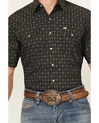 Ely Walker Men's Geo Print Short Sleeve Snap Western Shirt