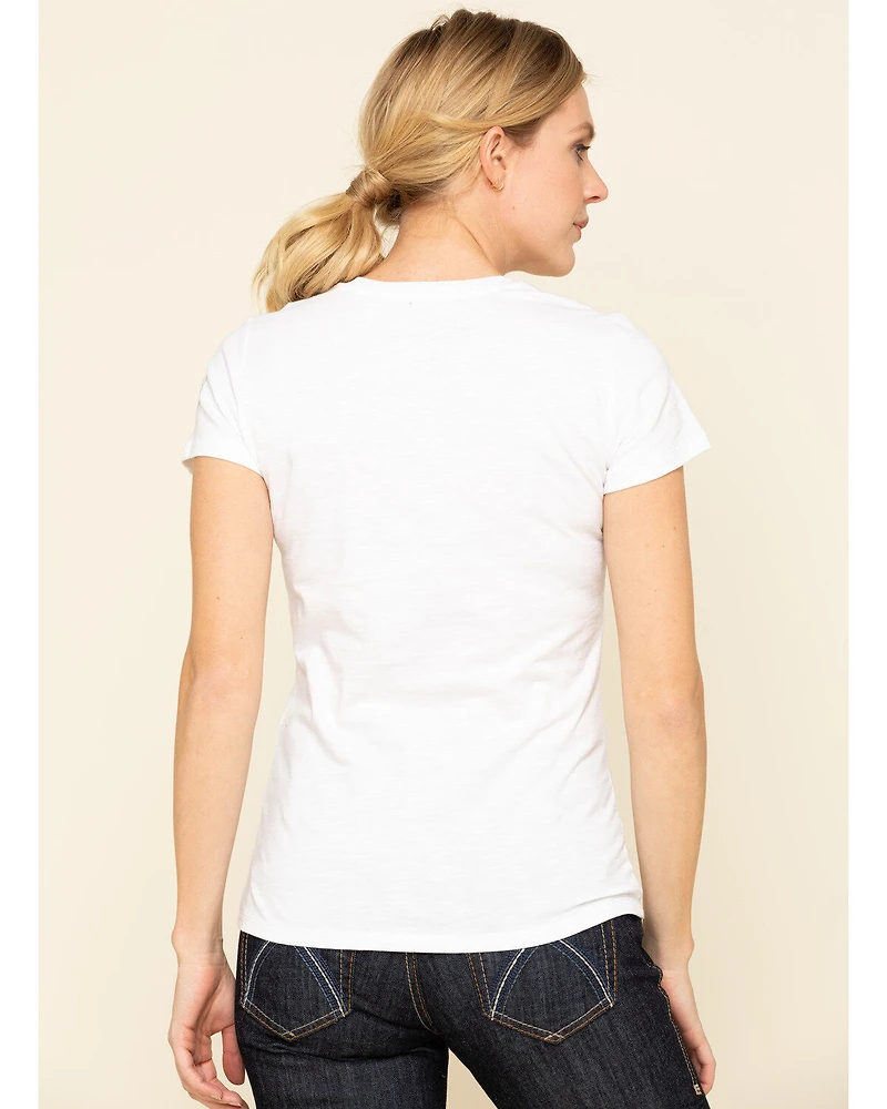 Dovetail Workwear Women's White Solid V-Neck Work Tee