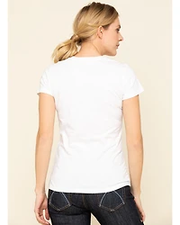 Dovetail Workwear Women's White Solid V-Neck Work Tee