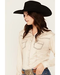 Cowgirl Hardware Women's Faux Suede Long Sleeve Snap Western Shirt