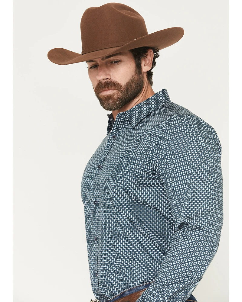 Cody James Men's Bourbon Geo Print Long Sleeve Button-Down Stretch Western Shirt