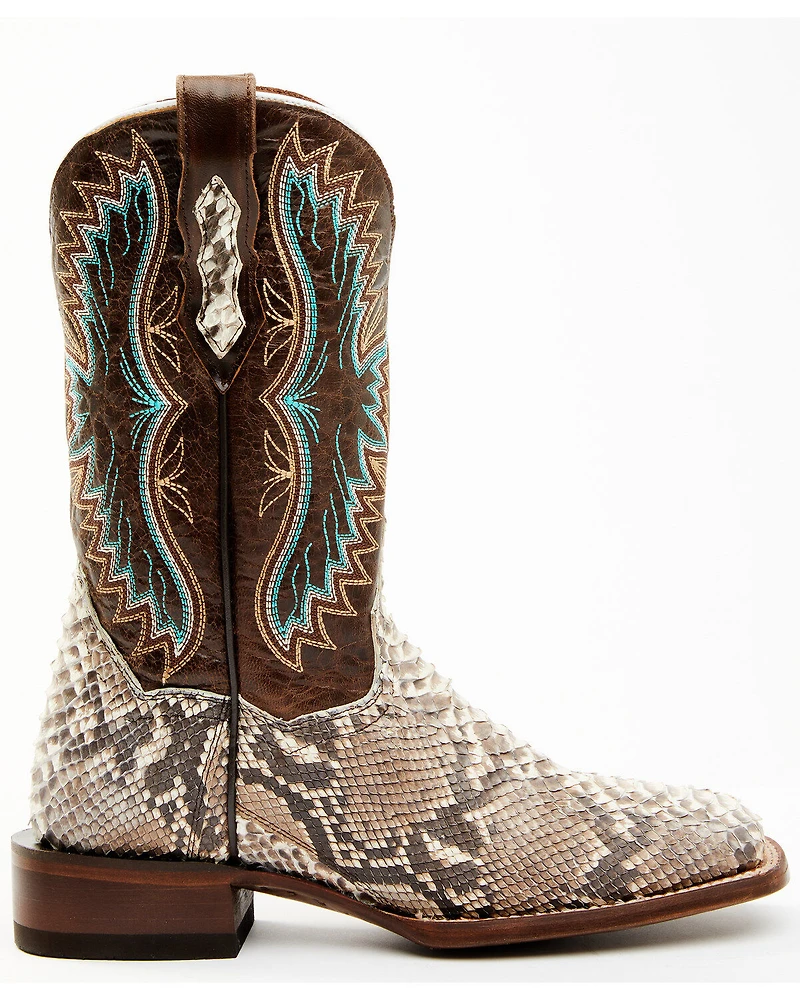 Dan Post Women's Back Cut Natural Python Exotic Western Boot - Broad Square Toe