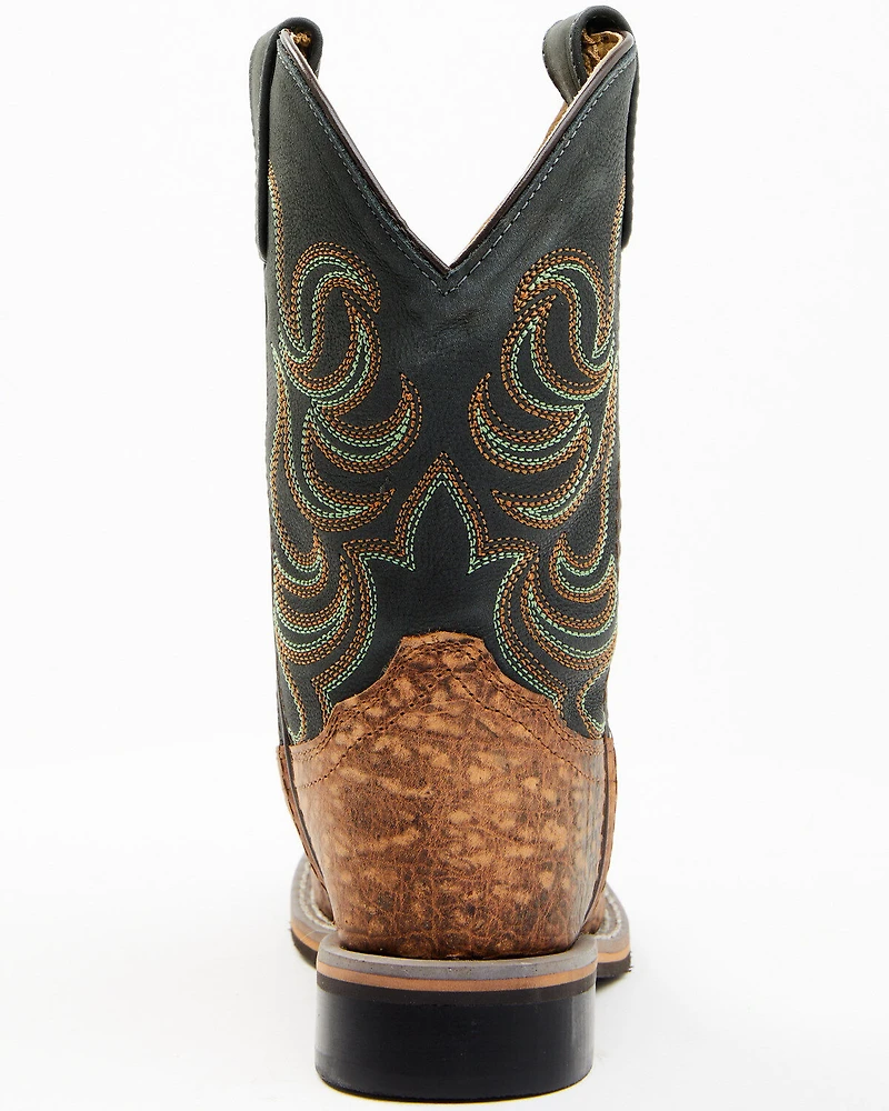 Smoky Mountain Boys' Jesse Bison Leather Print Boot - Square Toe