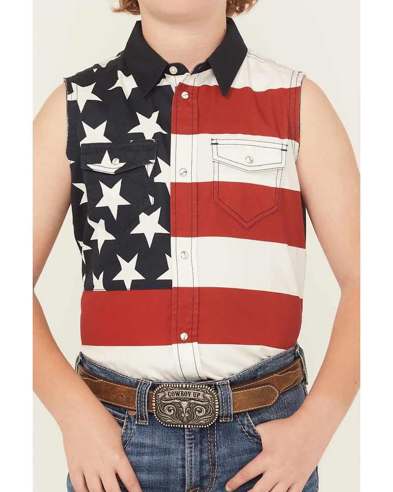Cody James Boys' 2nd Amendment Bubba Sleeveless Snap Western Shirt