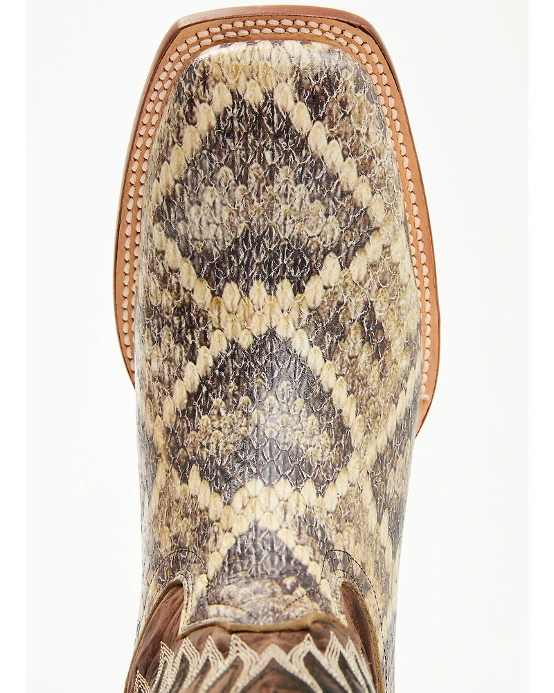 Tanner Mark Men's Rattlesnake Print Western Boots - Broad Square Toe