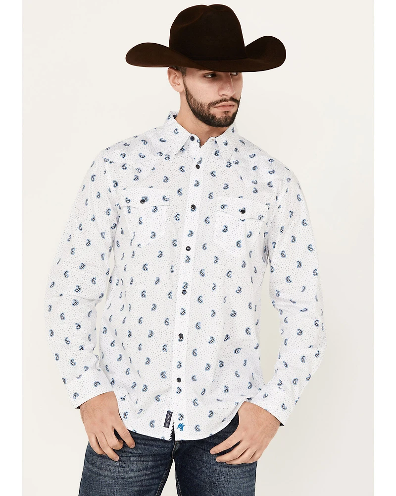 Moonshine Spirit Men's Attitude Paisley Print Long Sleeve Snap Western Shirt
