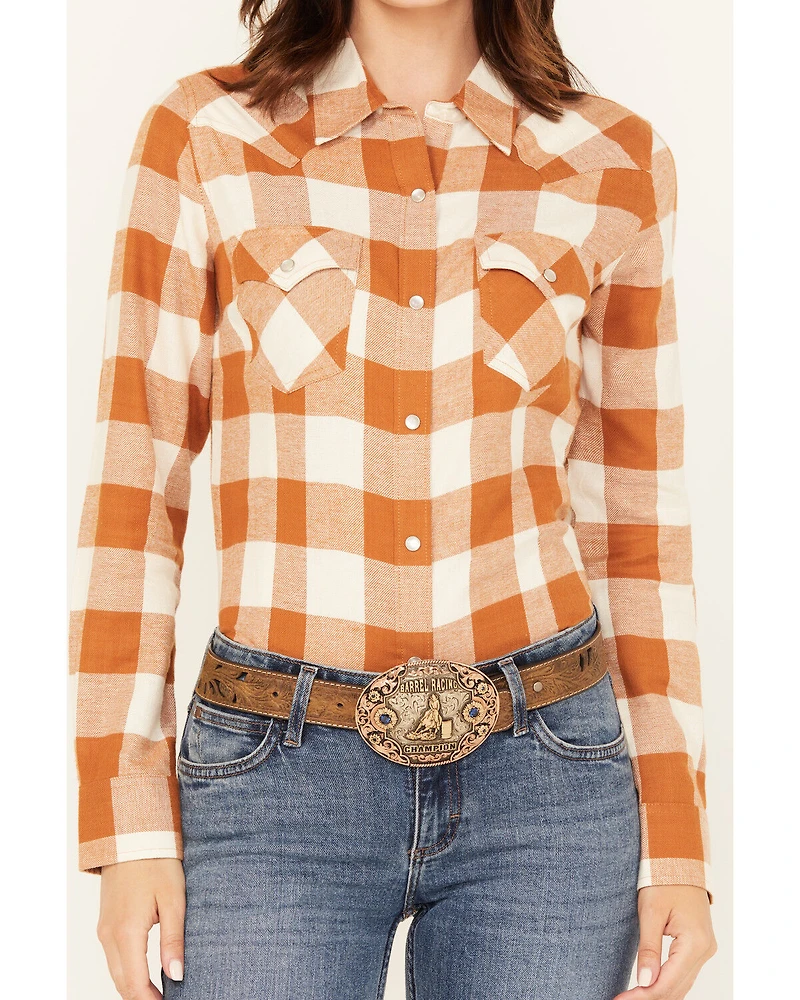 Wrangler Retro Women's Boot Barn Exclusive Plaid Print Long Sleeve Pearl Snap Flannel Shirt