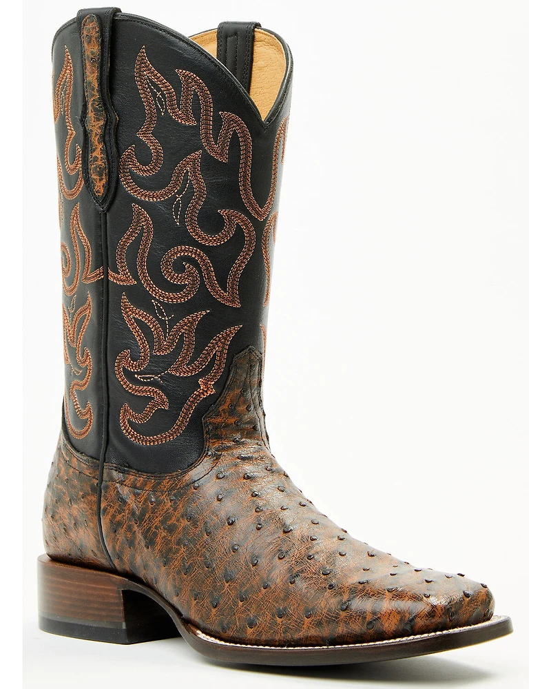 Cody James Men's Exotic Full Quill Ostrich Western Boots - Broad Square Toe