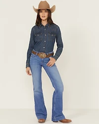 Wrangler Retro Women's Mae Medium Wash Mid Rise Trouser Denim Jeans