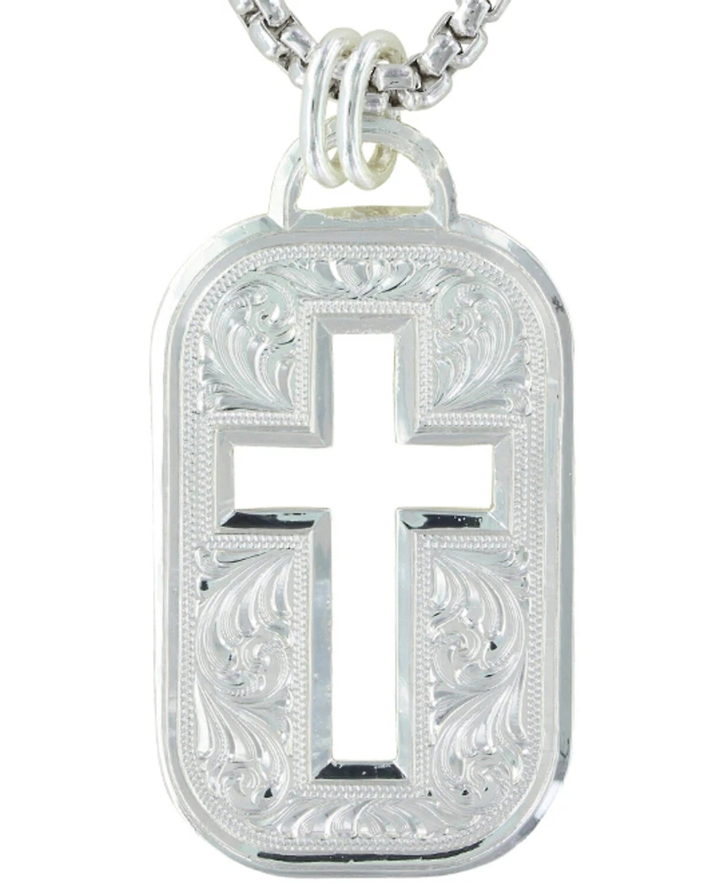 Montana Silversmiths Men's Western Lace Cross Token Necklace