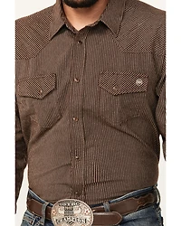 Blue Ranchwear Men's Somerville Herringbone Striped Print Long Sleeve Snap Work Shirt