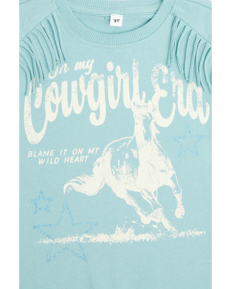 Shyanne Toddler Girls' Cowgirl Era Short Sleeve Fringe Tee