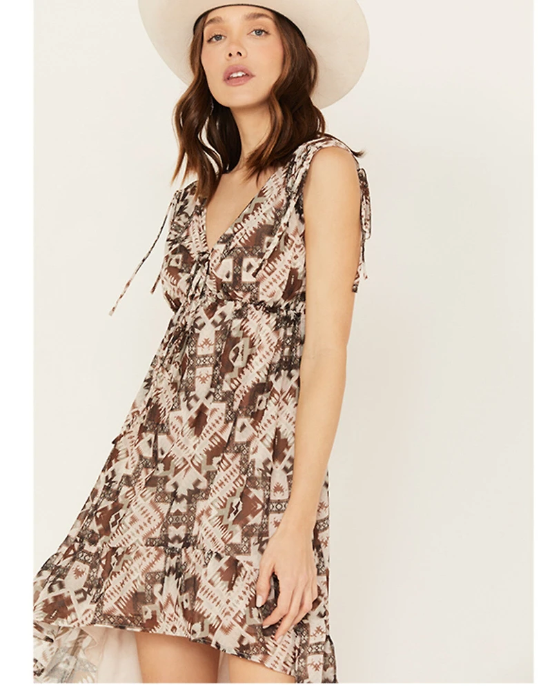 Shyanne Women's Printed Chiffon High-Low Dress