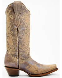 Circle G Women's Brown Floral Embroidery Western Boots - Snip Toe