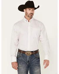 Wrangler Men's Bucking Cancer Geo Print Long Sleeve Button-Down Western Shirt