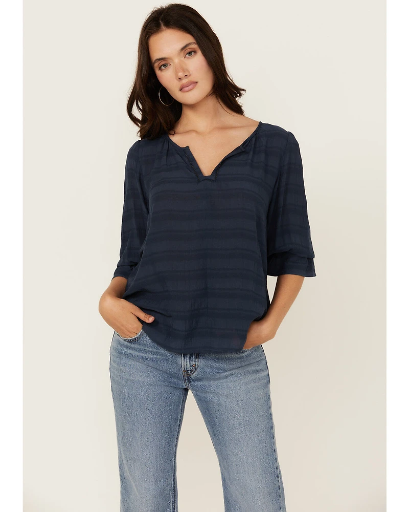Shyanne Women's Cross Hatch Long Sleeve Peasant Blouse
