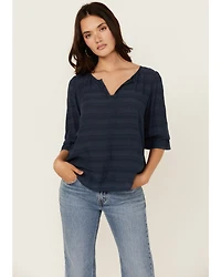 Shyanne Women's Cross Hatch Long Sleeve Peasant Blouse