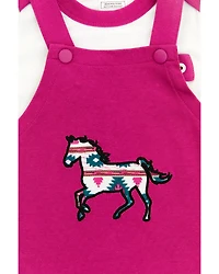 Shyanne Infant Girls' Southwestern Horse Graphic Onesie & Overalls Set - 2-Piece