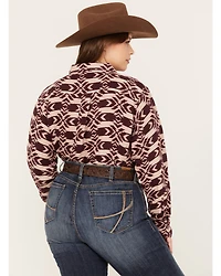 Ariat Women's Billie Jean Southwestern Jacquard Print Long Sleeve Button-Down Shirt - Plus