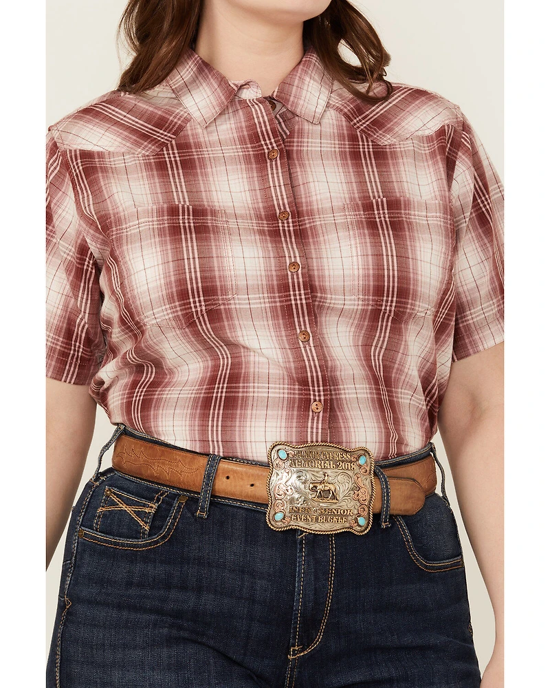 Ariat Women's Billie Jean Plaid Print Short Sleeve Button-Down Western Shirt - Plus