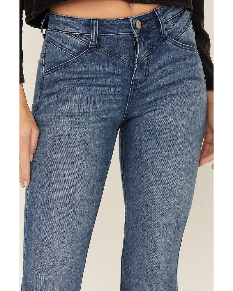 Shyanne Women's Medium Wash High Rise Eden Stretch Flare Jeans