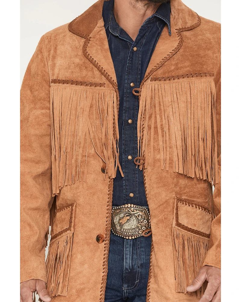 Scully Men's Suede Whip Stitch Fringe Jacket