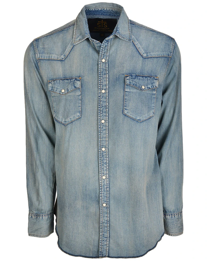 STS Ranchwear Men's Mcrea Denim Washed Long Sleeve Western Shirt