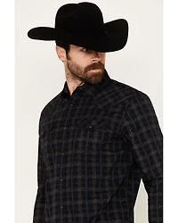 Moonshine Spirit Men's Shooting Star Plaid Print Long Sleeve Snap Western Shirt