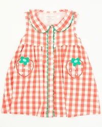 Angel Dear infant Girls' Strawberry Gingham Sleeveless Snap Dress And Diaper Set - 2 Piece