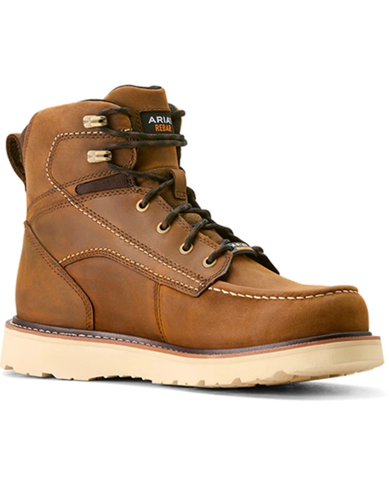Ariat Men's 6" Wedge Rebar Waterproof Moc Work Boots - Soft Toe