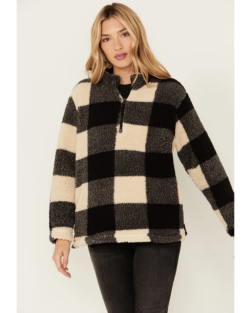 Stillwater Supply Women's Plaid Print Fleece Quarter Zip Pullover
