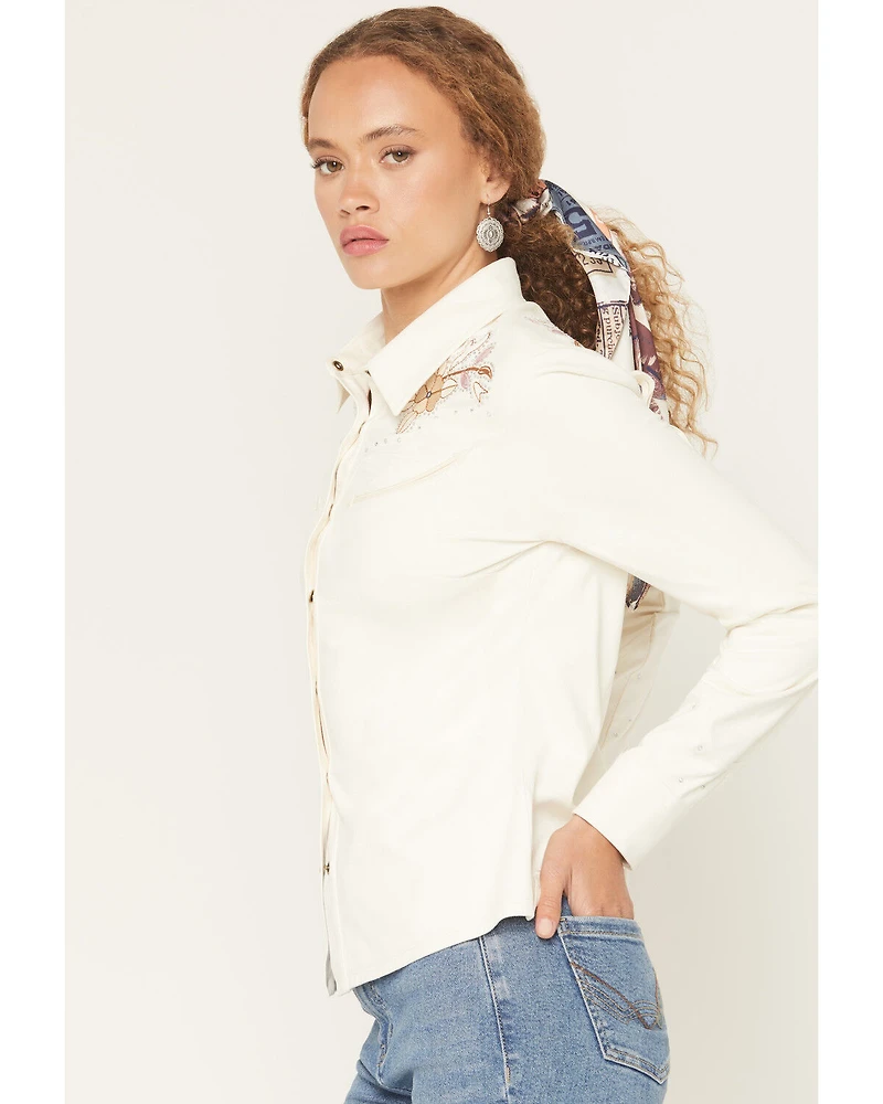 Idyllwind Women's Randy Embroidered Faux Suede Long Sleeve Snap Western Shirt